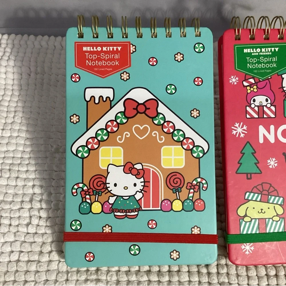 Hello Kitty Lot of 2 Spiral Top Notebooks 192pg Hardcover Christmas NEW Giftable